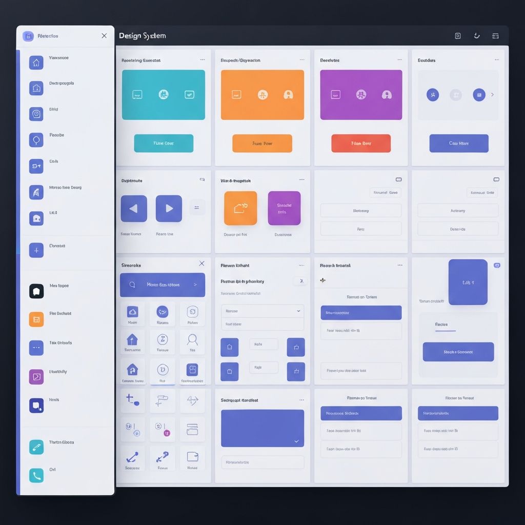Organized grid of design system components